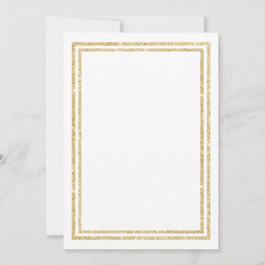 Chique Faux Gold Glittered Trim - 5x7 bruiloft uit Kaart (Achterkant)