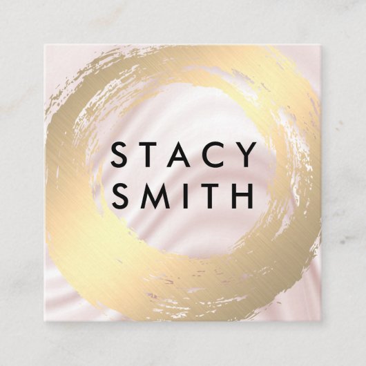 Chique Faux Goud Geborsteld Zijde Drapery Vierkante Visitekaartje (Voorkant)