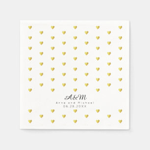 Chique faux gouden harten patroon op witte bruilof servet
