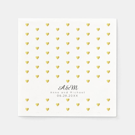 Chique faux gouden harten patroon op witte bruilof servet (Voorkant)