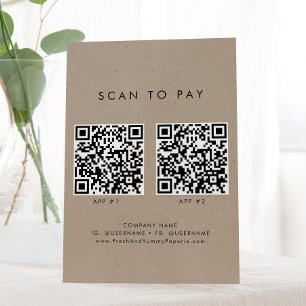 Chique Faux Kraft Business 2 Apps Scannen om te be Reclamebord Met Voetstuk