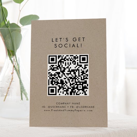 Chique Faux Kraft Business Laten we sociale media  Reclamebord Met Voetstuk