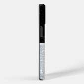 Chique faux zilver glitter zwart glitter monogram Case-Mate iPhone case (Achterkant / Rechts)