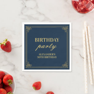 Chique Feest Navy Goud Gatsby Art deco Lijst Servet