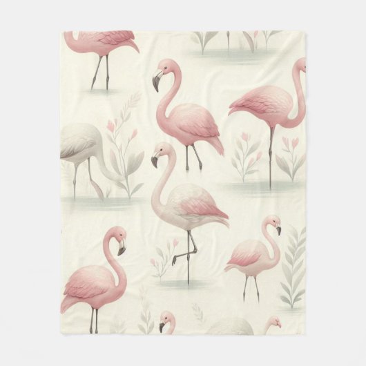 Chique Flamingo Fleece Deken (Voorkant)