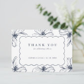 Chique Floral Art Border Moderne bruiloft Bedankkaart (Staand voorkant)