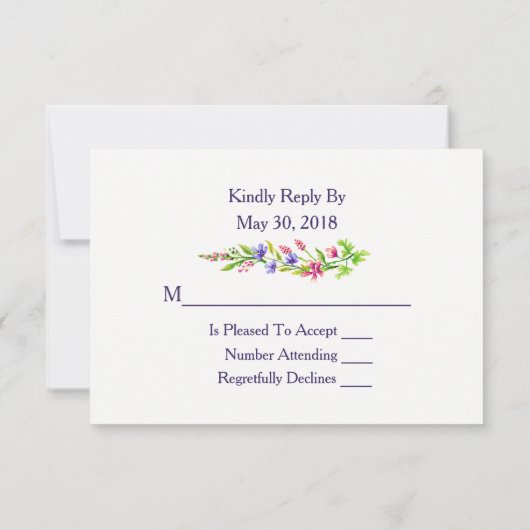 Chique Floral bruiloft uitnodiging RSVP / Reactie  (Achterkant)