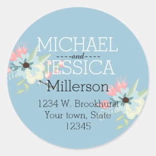 Chique Floral Gepersonaliseerd adres Ronde Sticker