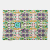 Chique Floral Monogram Initiaal Stijlvol Theedoek (Horizontaal)