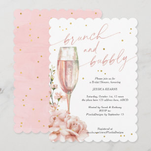 Chique florale champagne fluiten brunch en bubbels kaart