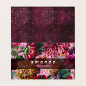 Chique florale roze Bourgogne paarse glitter monog Visitekaartjes (Buitenkant ongevouwen)