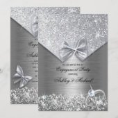 chique folie zilveren glitters sequins glinsterend kaart (Voorkant / Achterkant)