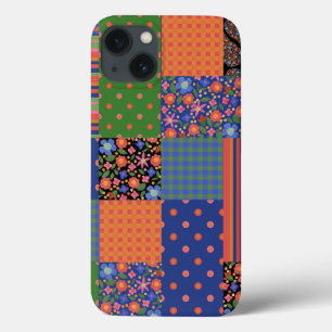 Chique Folk Art Stijl Faux Patchwork iPad Mini Cas iPhone 13 Hoesje