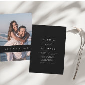 Chique foto Moderne zwart-wit bruiloft Kaart