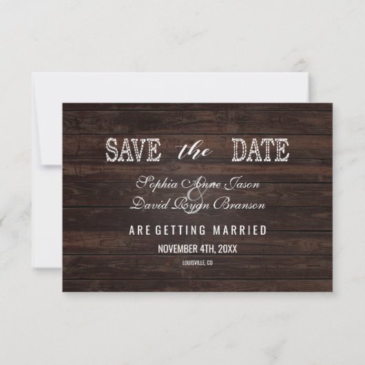 Chique foto SAVE DE DATUM Bruiloft Typografie The Date (Achterkant)