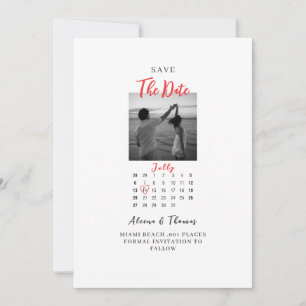 chique foto zwart-wit kalender save the date kaart