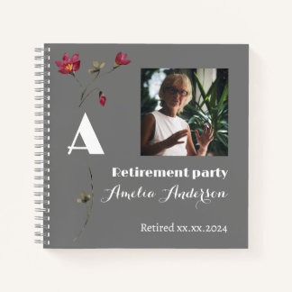 Chique fotoafscheidboek met wilde bloemen in grijs notitieboek