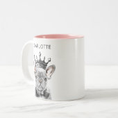 Chique Franse Bulldog franse kroon Tweekleurige Koffiemok (Voorkant links)