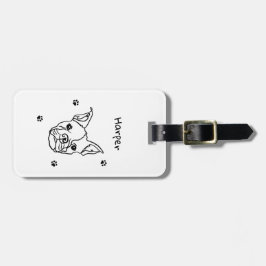 Chique Franse Bulldog Line Art: Bewerken Jouw teks Bagagelabel