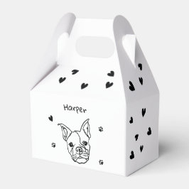 Chique Franse Bulldog Line Art: Bewerken Jouw teks Bedankdoosjes