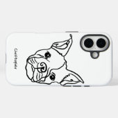 Chique Franse Bulldog Line Art: Bewerken Jouw teks Case-Mate iPhone Case (Achterkant (horizontaal))