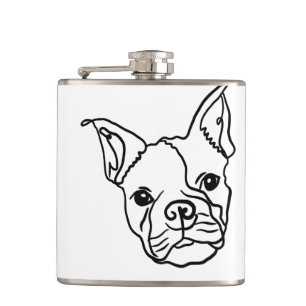 Chique Franse Bulldog Line Art: Bewerken Jouw teks Heupfles
