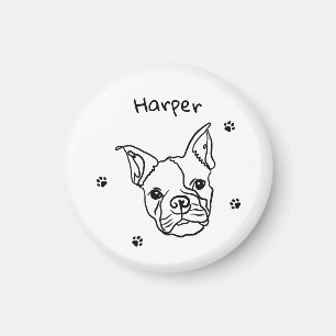 Chique Franse Bulldog Line Art: Bewerken Jouw teks Magneet