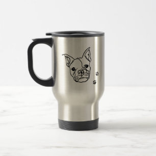 Chique Franse Bulldog Line Art: Bewerken Jouw teks Reisbeker