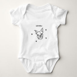 Chique Franse Bulldog Line Art: Bewerken Jouw teks Romper