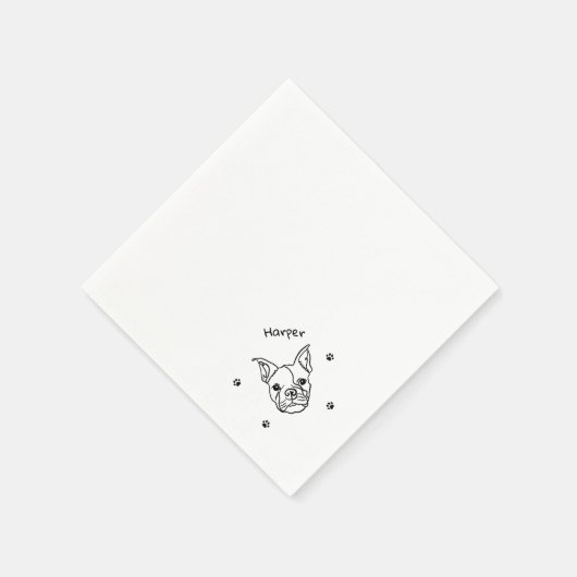 Chique Franse Bulldog Line Art: Bewerken Jouw teks Servet (Hoek)