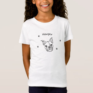 Chique Franse Bulldog Line Art: Bewerken Jouw teks T-shirt