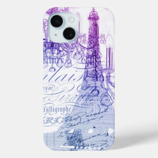 Chique Franse paarse kroonluchter Paris Eiffeltore Case-Mate iPhone Case (Achterkant)
