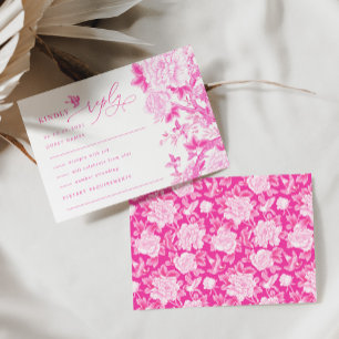 Chique Fuchsia Chinoiserie Vogel Pioen Huwelijks R Kaart