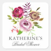 Chique Fuchsia Roze Bloemstuk Bruidsdouche Vierkante Sticker (Voorkant)