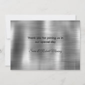 Chique geborsteld metaal zilveren namaak glitte bedankkaart (Achterkant)