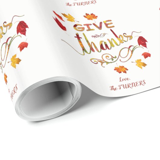 Chique Geef Dank Herfst Rustieke Thanksgiving Mono Cadeaupapier (Rol Hoek)