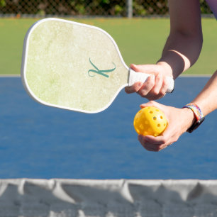 Chique Geel Bloemmotief Monogram Pickleball Paddle