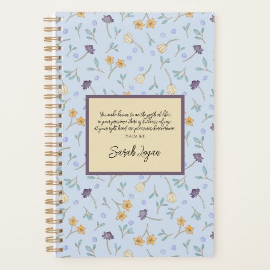 Chique geel en Paarse bloesems patroon Planner (Voorkant)
