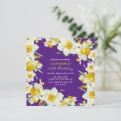 Chique Geel Wit Daffodil Bloemen Paarse Verjaardag Kaart (Staand voorkant)
