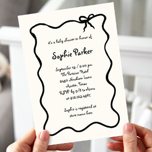 Chique geïllustreerde Franse strik BABY SHOWER Kaart