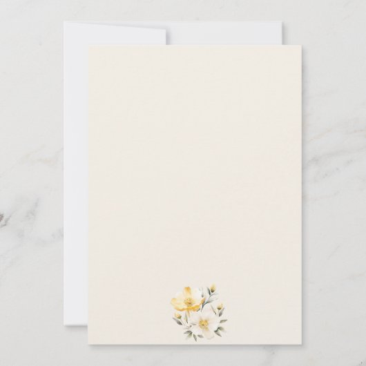 Chique gele bloemen bruiloft uitnodiging (Achterkant)