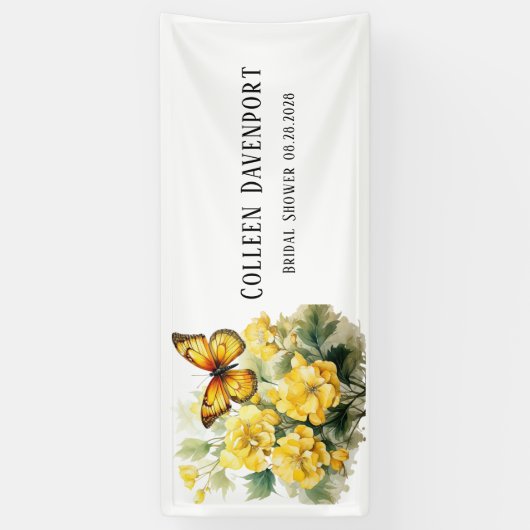 Chique Gele Hortensia Vlinder Bruidsdouche Spandoek (Verticaal)