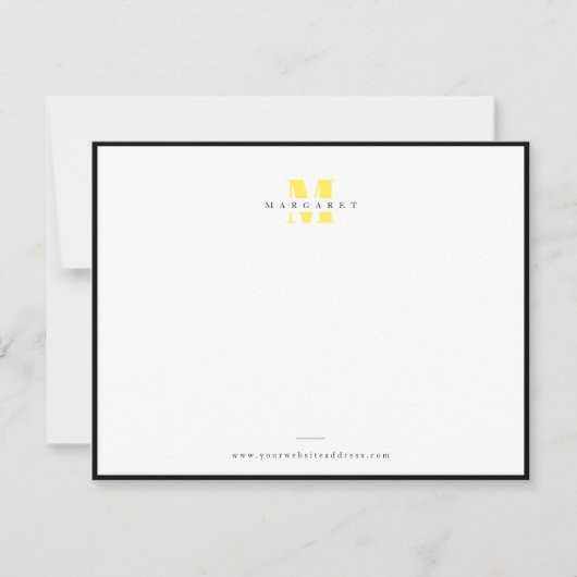 Chique Gele Letter Eenvoudige Monogram Naam Notitiekaartje (Voorkant)