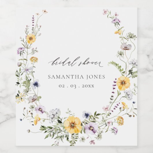 Chique gele seringen bruidsboeket bruidsshower wijn etiket (Enkel label)