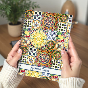 Chique Geometrische Oranje Mediterraanse Tegels Mo Notitieboek