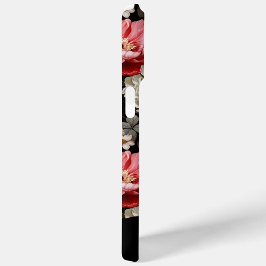 Chique gepersonaliseerde donkere pioen bloemenzwar Case-Mate iPhone case (Achterkant / Rechts)