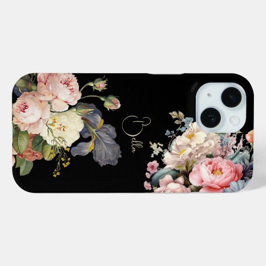 Chique  Gepersonaliseerde Rozen & Iris Case-Mate iPhone Case (Achterkant (horizontaal))
