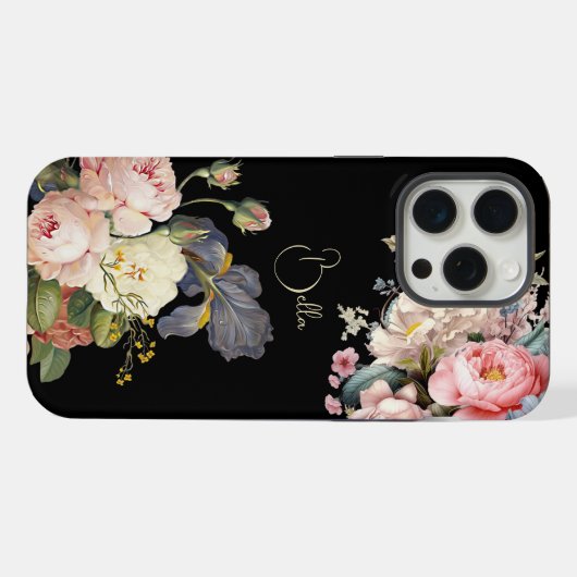 Chique  Gepersonaliseerde Rozen & Iris iPhone Hoesje (Achterkant horizontaal)