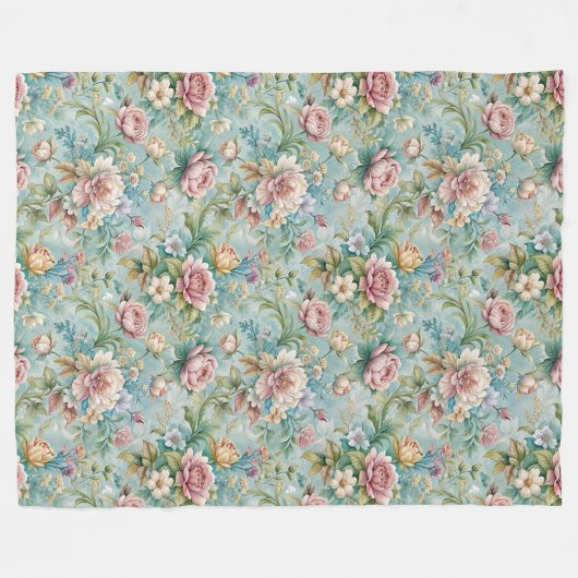 Chique Geraffineerde Rococo Bloemen Zachte Pastelk Fleece Deken (Voorkant (Horizontaal))