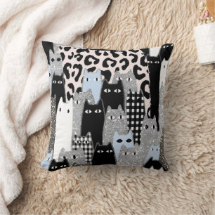 Chique geruite en geruite kattenpatroon patchwork  kussen